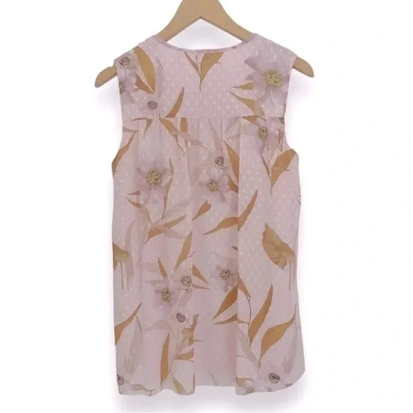 Ted Baker ‘JIYLENA’ Floral V-neck Sleeveless Top in Pink Cabana Women’s Size 0 - Picture 6 of 9